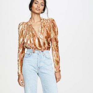 Ulla Johnson Rose Gold Metallic Camilla Blouse Top - Size 2